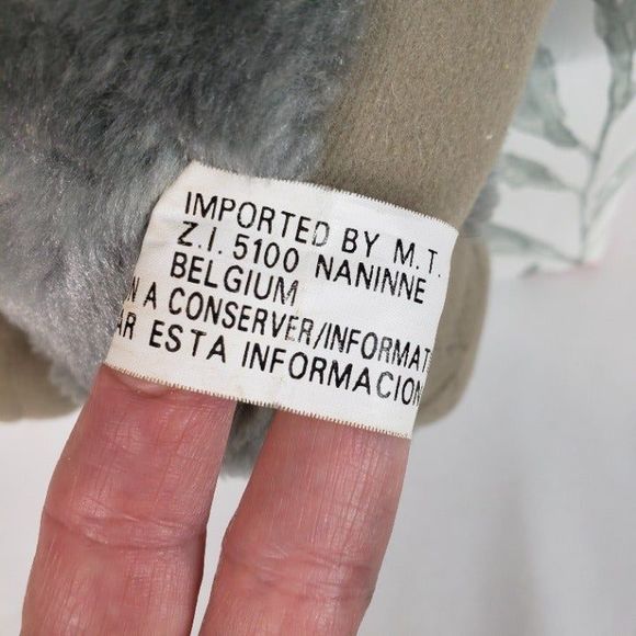 Vintage Belgium Gray Dressed Elephant Plush Trunk Up Pink RARE Stuffed Animal - Picture 11 of 12